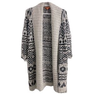 Joe Fresh Black and Grey Patterned Robe Cardigan